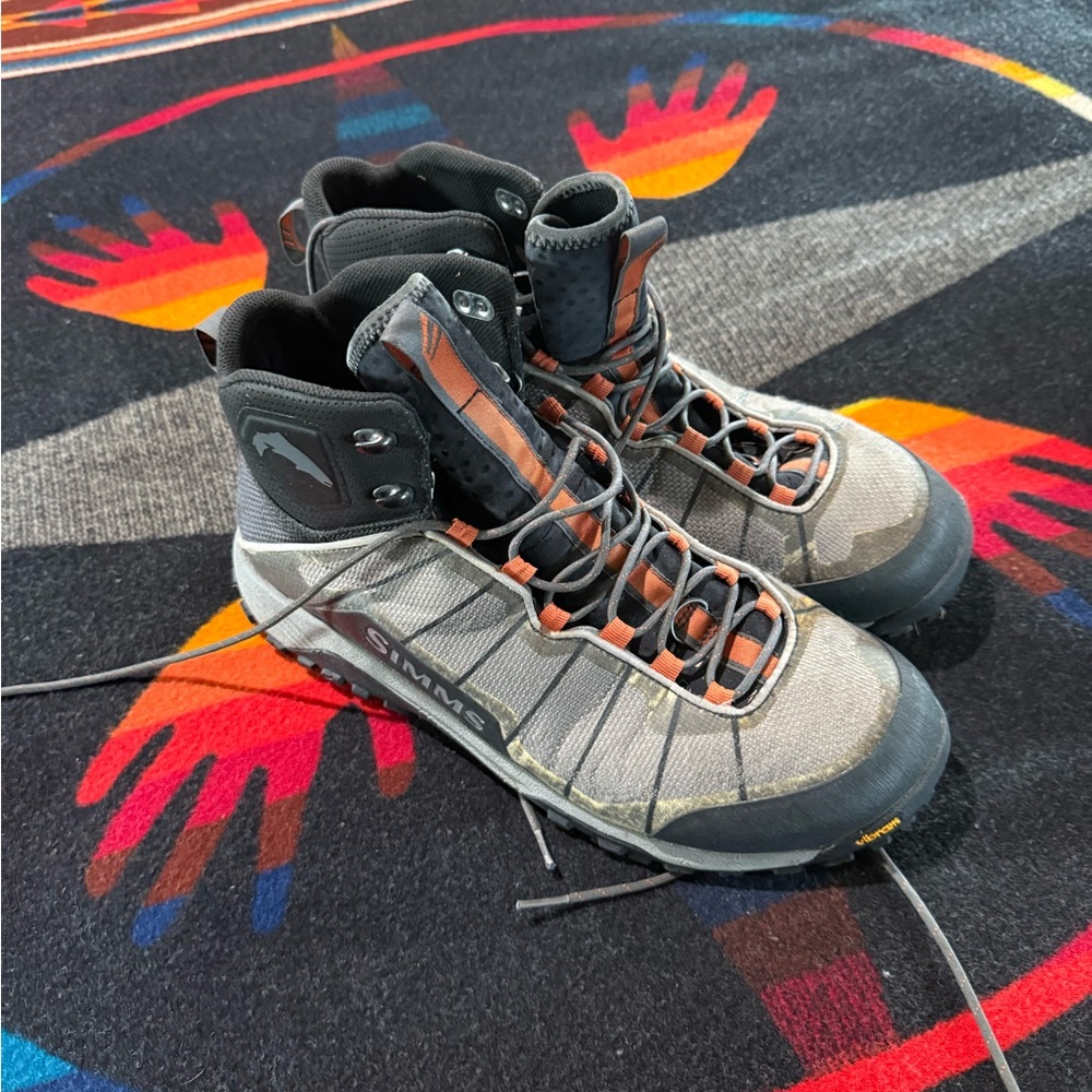 Simms Black and Orange Athletic Shoes with Breathable Mesh